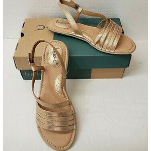 b.o.c. Gold Strappy Slingback Sandals
